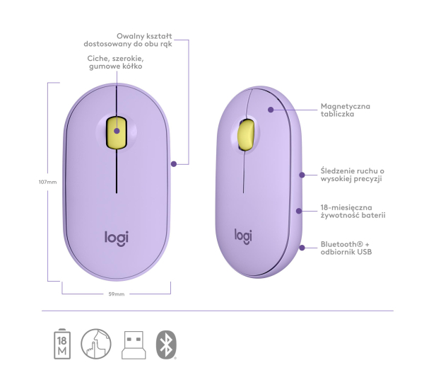 Logitech M350 Lawendowa - 1080184 - zdjęcie 11